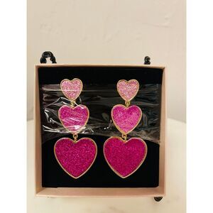 Pink Heart Dangling‎ Earrings